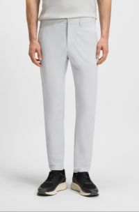 Slim-fit chinos in stretch seersucker, Light Grey
