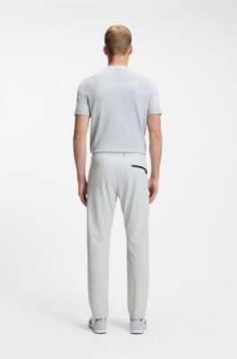 Slim-Fit Chino aus elastischem Seersucker, Hellgrau