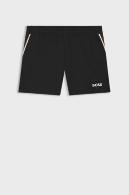 Short de tennis Actif en tissu stretch &agrave; s&eacute;chage rapide, Noir