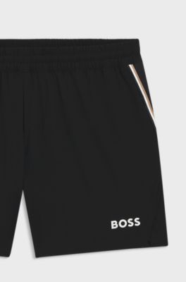 Short de tennis Actif en tissu stretch &agrave; s&eacute;chage rapide, Noir
