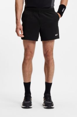Active Tennis-Shorts aus schnell trocknendem Stretch-Gewebe, Schwarz