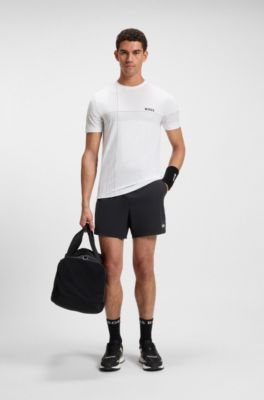 Bermuda da tennis sportivi in tessuto elasticizzato ad asciugatura rapida, Blu scuro