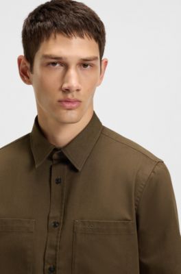 Relaxed-Fit Hemd aus softem Twill mit Kentkragen, Khaki