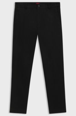 Slim-fit chinos in mercerised cotton twill, Black