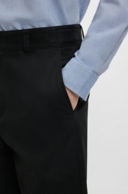 Slim-fit chinos in mercerised cotton twill, Black