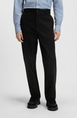 Slim-fit chinos in mercerised cotton twill, Black