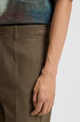 Slim-fit chinos in mercerised cotton twill, Grey