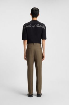 Slim-fit chinos in mercerised cotton twill, Grey