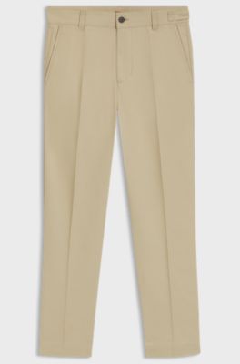 Slim-fit chinos in mercerised cotton twill, Beige