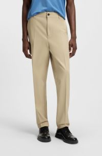 Slim-fit chinos in mercerised cotton twill, Beige