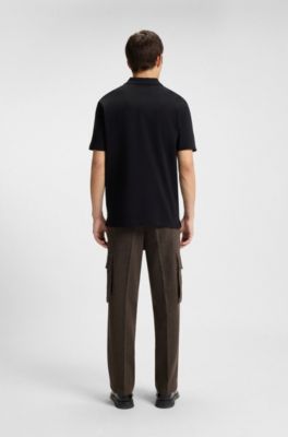 Slim-fit cargo trousers in herringbone fabric, Brown