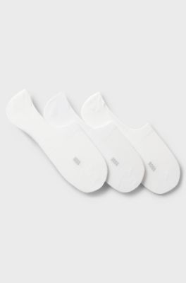 Lot de trois paires de chaussettes invisibles en coton m&eacute;lang&eacute;, Blanc