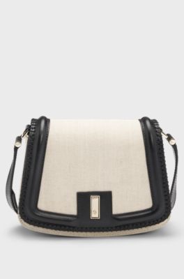 Ariell saddle bag with Double B monogram closure, Natural