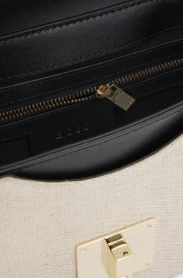 Ariell saddle bag with Double B monogram closure, Natural