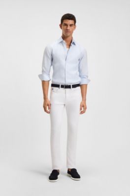 Delaware slim-fit jeans in white stretch denim, White