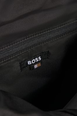 Roll-top backpack with gunmetal logo, Black