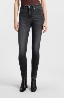 Skinny-fit jeans in dark-grey super-stretch denim, Dark Grey