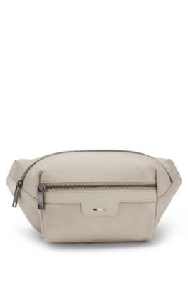 Belt bag with logo and signature stripe, Light Beige