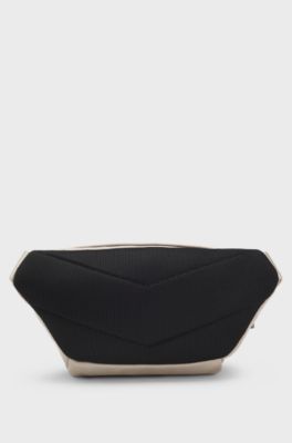 Belt bag with logo and signature stripe, Light Beige