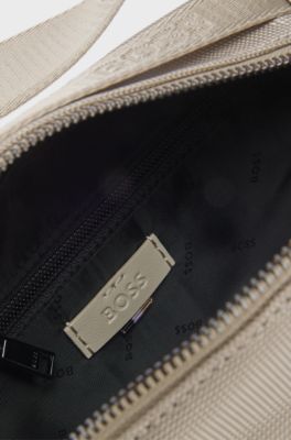 Belt bag with logo and signature stripe, Light Beige