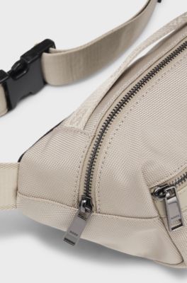 Belt bag with logo and signature stripe, Light Beige