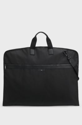 Garment bag with detachable logo strap, Black