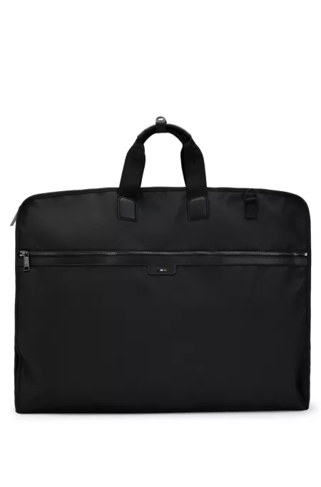 Garment bag with detachable logo strap