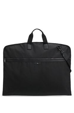 Garment bag with detachable logo strap