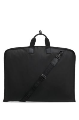 Garment bag with detachable logo strap, Black