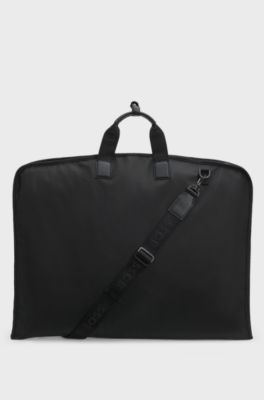 Garment bag with detachable logo strap, Black