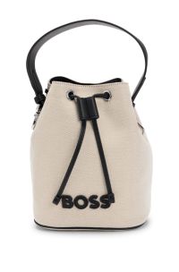 Sac seau texturé avec pochette en similicuir, Naturel