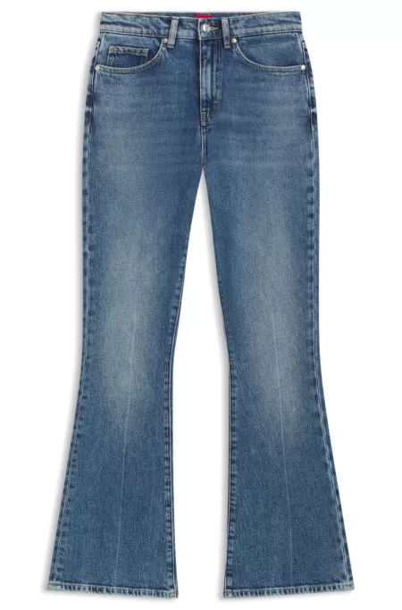Flared-leg skinny-fit jeans in blue stretch denim
