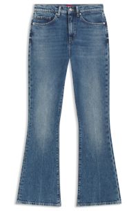 Flared-leg skinny-fit jeans in blue stretch denim, Turquoise