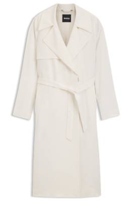 Trench coat with fabric belt