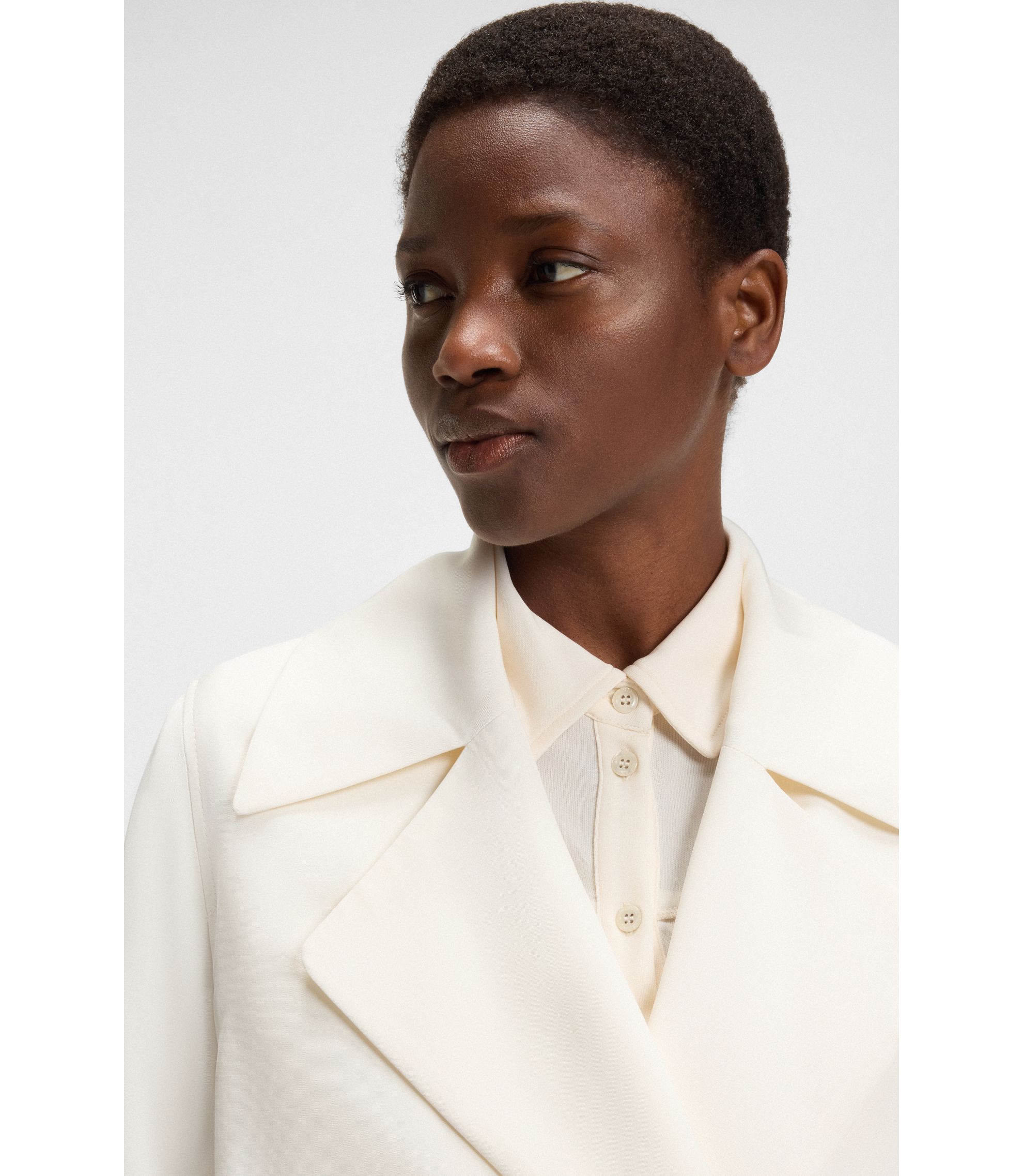 HUGO BOSS✨トレンチコート マキシ丈　ベルト付 アイボリー 38 M BOSS - Belted trench coat in virgin wool - Light Beige