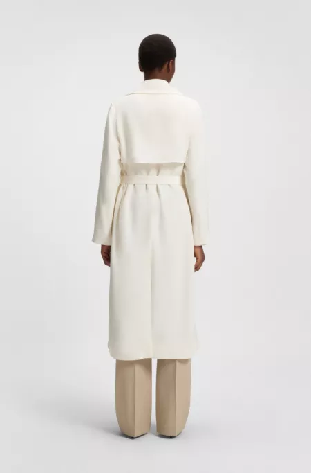 Trench coat with fabric belt