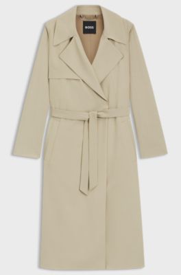 Trench coat with fabric belt, Light Beige