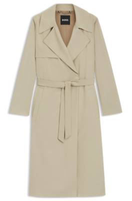 Trench coat with fabric belt