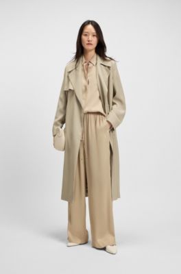 Trench coat with fabric belt, Light Beige