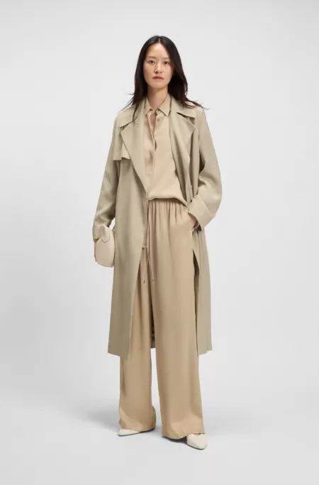 Trench coat with fabric belt