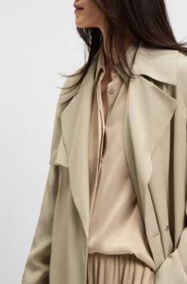 Trench coat with fabric belt, Light Beige