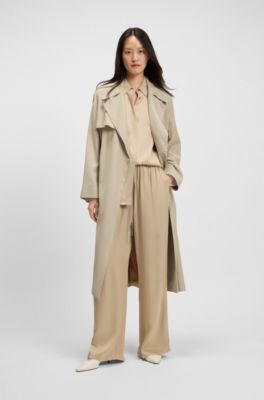 Trench coat with fabric belt, Light Beige