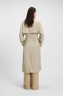 Trench coat with fabric belt, Light Beige