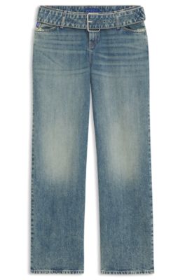 Baggy-fit jeans with denim belt, Light Blue
