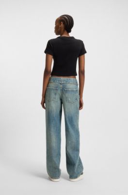 Baggy-fit jeans with denim belt, Light Blue