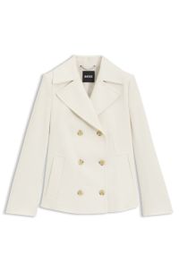 Double-breasted pea coat in cotton twill, Natural