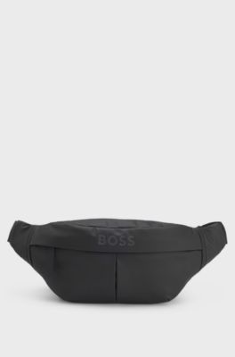 Faux-leather belt bag with logo detail, Black