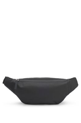 Faux-leather belt bag with logo detail, Black