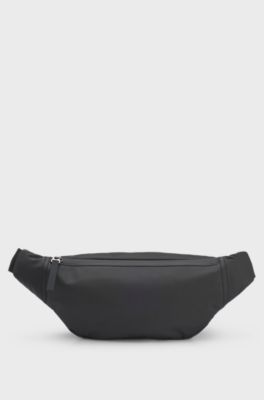 Faux-leather belt bag with logo detail, Black