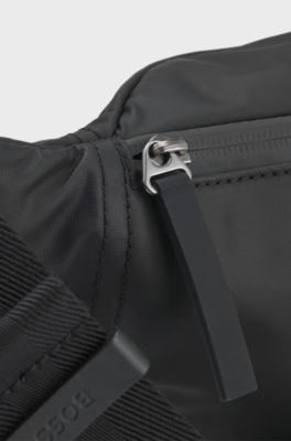 Faux-leather belt bag with logo detail, Black